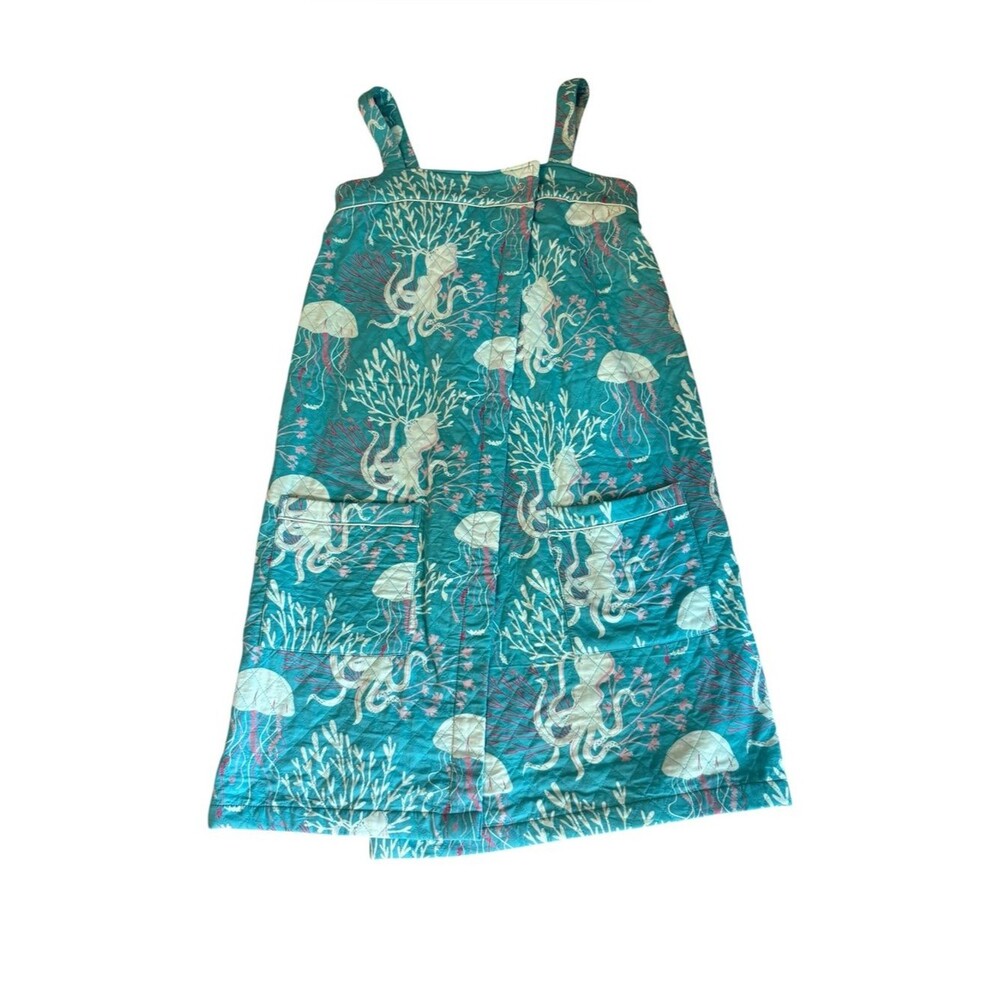 Mahogany Cotton Quilted Wrap Towel Dress Ocean Sea Life Print Womens L XL